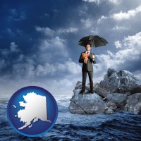 alaska map icon and a business insurance concept photo