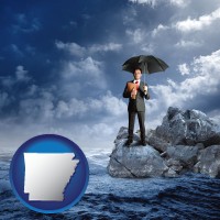 arkansas map icon and a business insurance concept photo