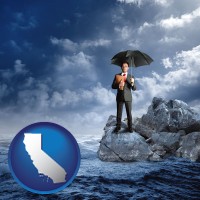 ca map icon and a business insurance concept photo