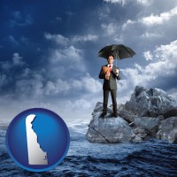 delaware map icon and a business insurance concept photo