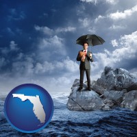 florida map icon and a business insurance concept photo