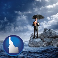 id map icon and a business insurance concept photo