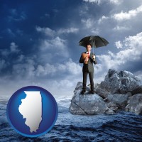 illinois map icon and a business insurance concept photo