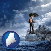 me map icon and a business insurance concept photo