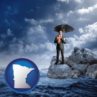 mn map icon and a business insurance concept photo