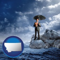 montana map icon and a business insurance concept photo