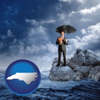 nc map icon and a business insurance concept photo
