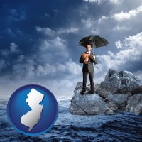nj map icon and a business insurance concept photo