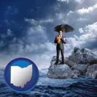 ohio map icon and a business insurance concept photo
