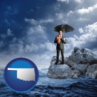 oklahoma map icon and a business insurance concept photo