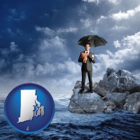 ri map icon and a business insurance concept photo