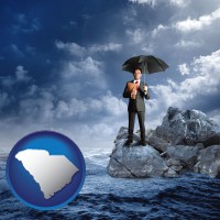 sc map icon and a business insurance concept photo