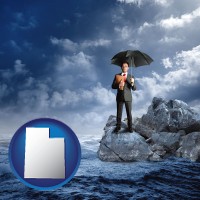 ut map icon and a business insurance concept photo