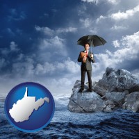 wv map icon and a business insurance concept photo